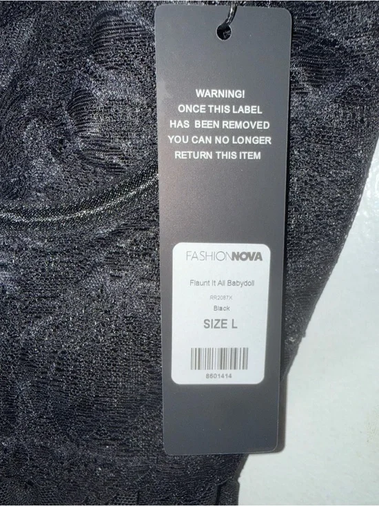 Fashion Nova Black Lace & Mesh Babydoll Chemise NWT - Large - Picture 4 of 5